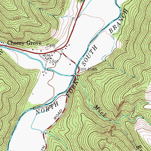 Topographic Map of Mick Run, WV