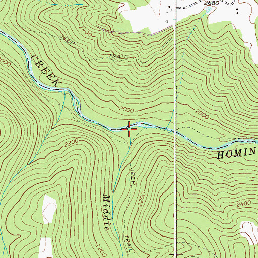 Topographic Map of Middle Branch Hominy Creek, WV