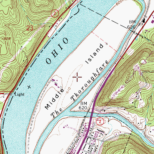 Topographic Map of Middle Island, WV