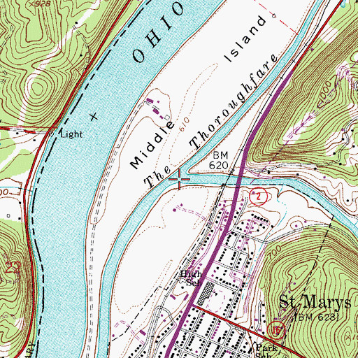 Topographic Map of Middle Island Creek, WV
