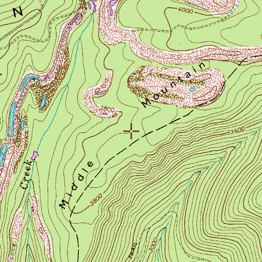Topographic Map of Middle Mountain, WV