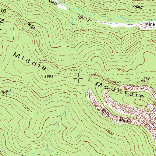 Topographic Map of Middle Mountain, WV