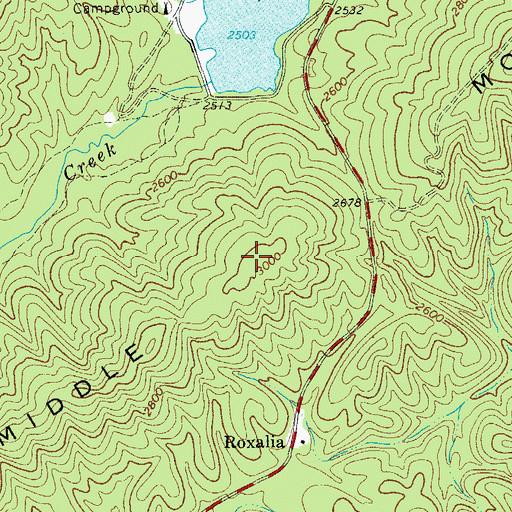 Topographic Map of Middle Mountain, WV