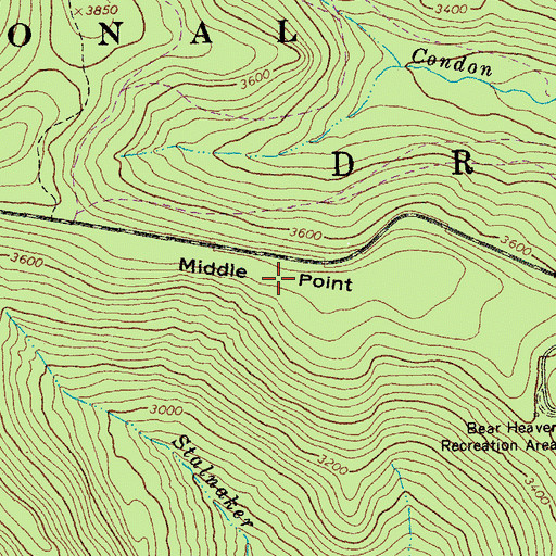 Topographic Map of Middle Point, WV