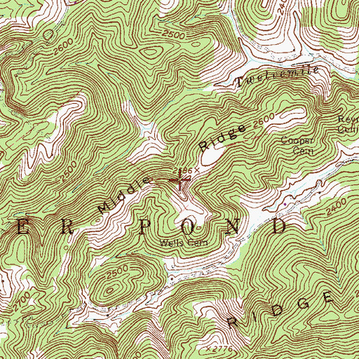 Topographic Map of Middle Ridge, WV