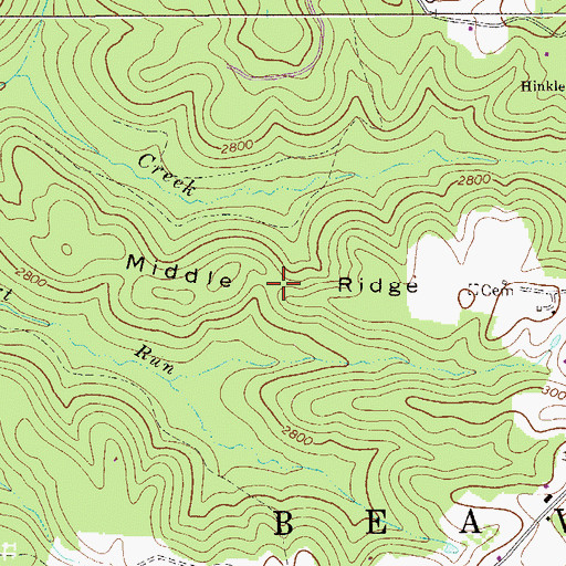 Topographic Map of Middle Ridge, WV