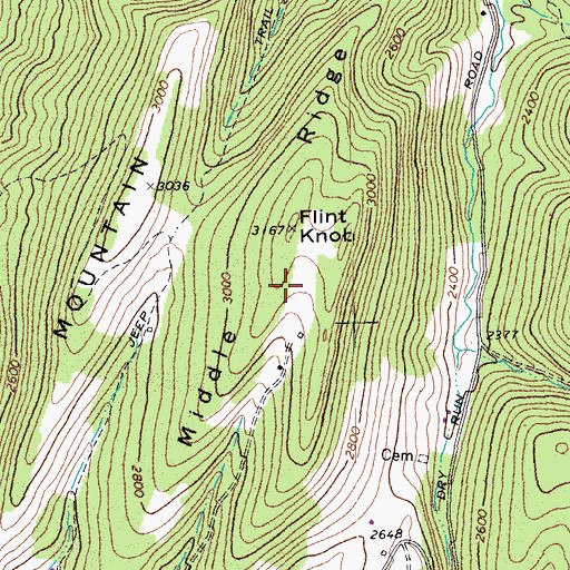 Topographic Map of Middle Ridge, WV