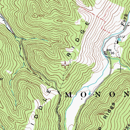 Topographic Map of Middle Ridge, WV