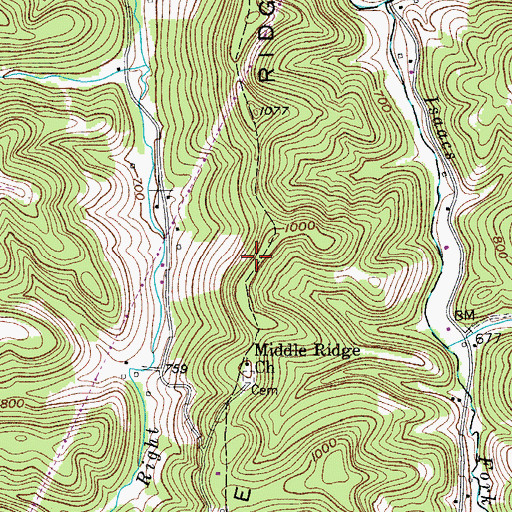 Topographic Map of Middle Ridge, WV