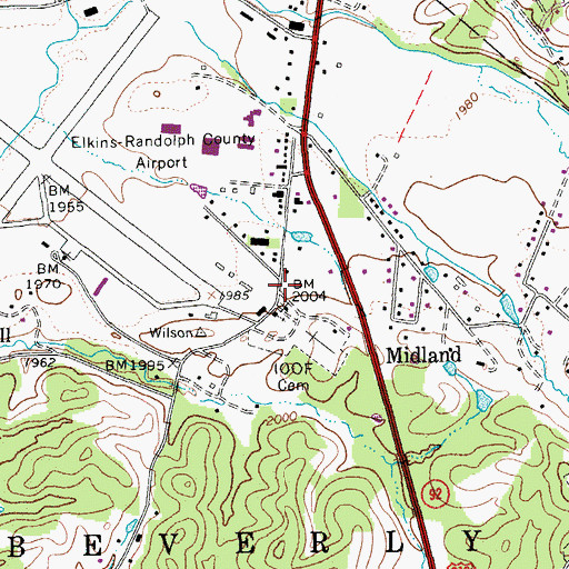 Topographic Map of Midland, WV