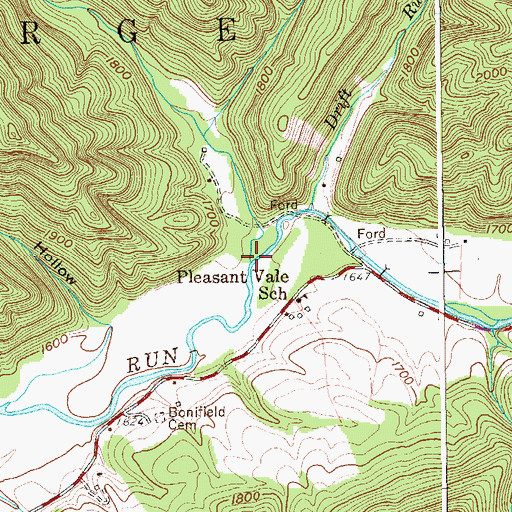 Topographic Map of Mike Run, WV