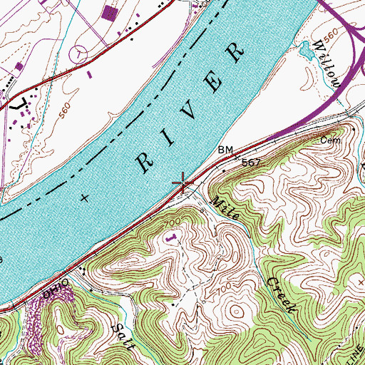 Topographic Map of Mile Creek, WV