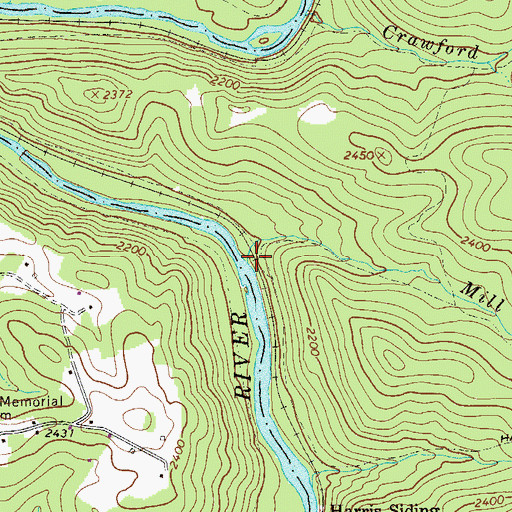 Topographic Map of Mill Branch, WV