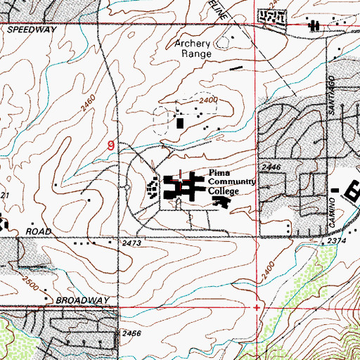 Topographic Map of Pima Community College, AZ