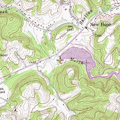 Topographic Map of Mill Creek, WV