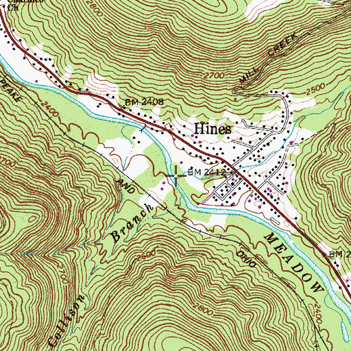 Topographic Map of Mill Creek, WV