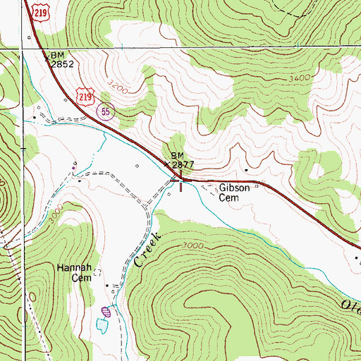 Topographic Map of Mill Creek, WV