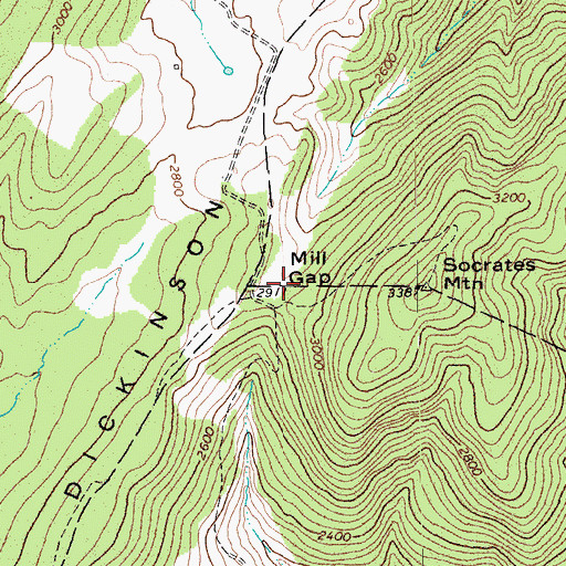 Topographic Map of Mill Gap, WV