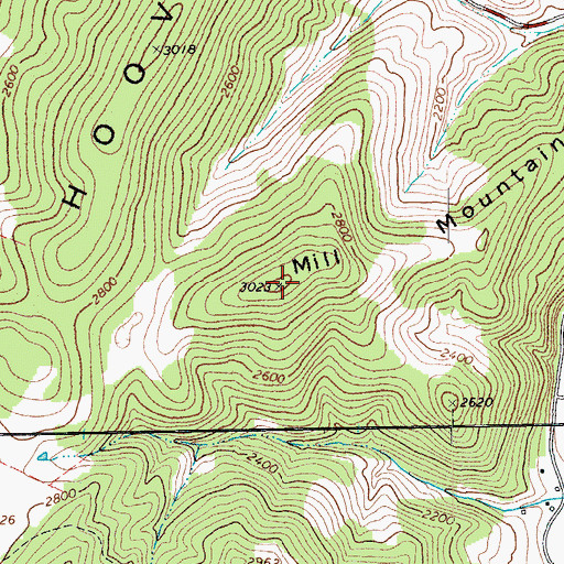 Topographic Map of Mill Mountain, WV