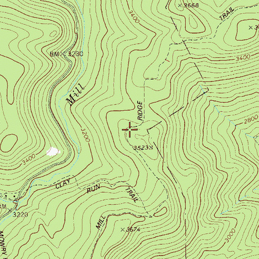 Topographic Map of Mill Ridge Trail, WV