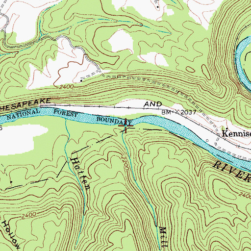 Topographic Map of Mill Run, WV