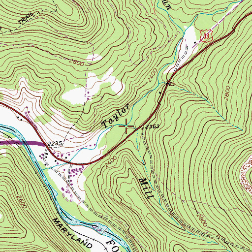 Topographic Map of Mill Run, WV