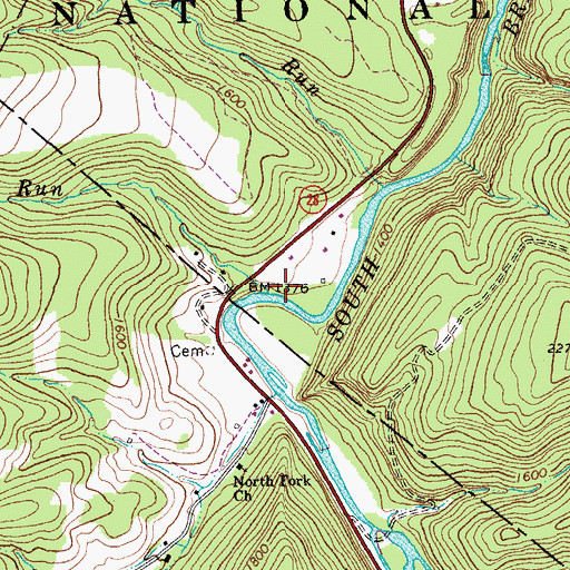Topographic Map of Mill Run, WV