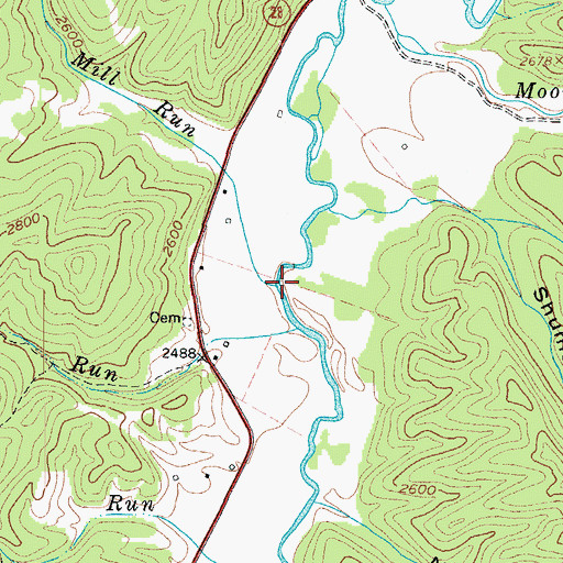Topographic Map of Mill Run, WV