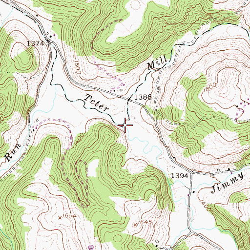 Topographic Map of Mill Run, WV
