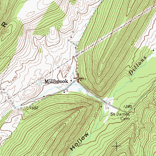 Topographic Map of Millbrook, WV
