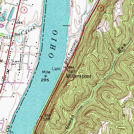 Topographic Map of Millersport, WV