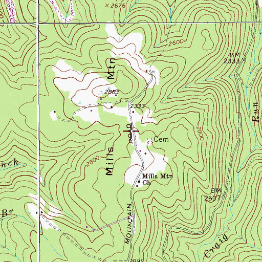 Topographic Map of Mills Mountain, WV