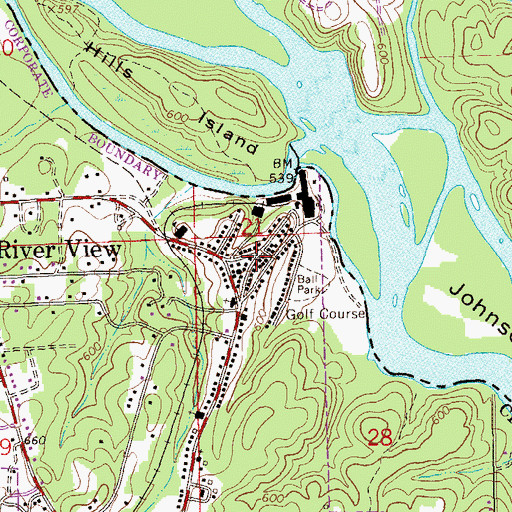 Topographic Map of River View, AL