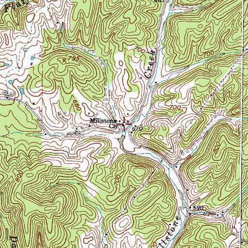 Topographic Map of Millstone Church, WV