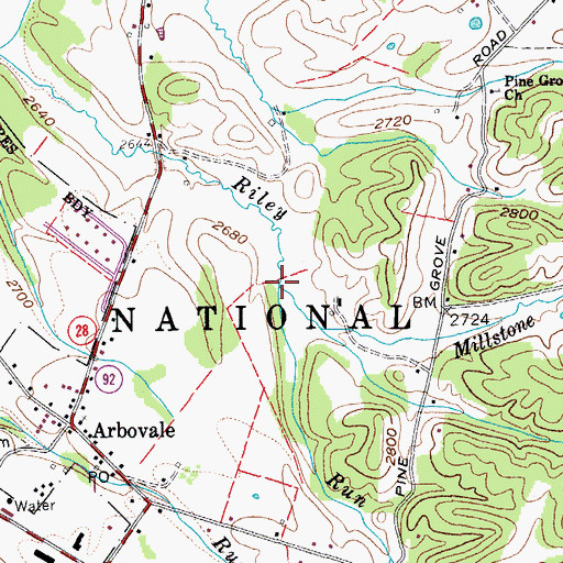 Topographic Map of Millstone Run, WV