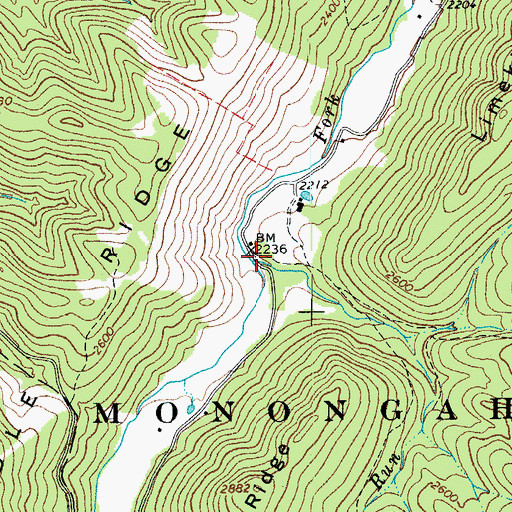 Topographic Map of Millstone Run, WV