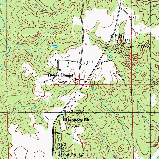 Topographic Map of Rivers Chapel, AL