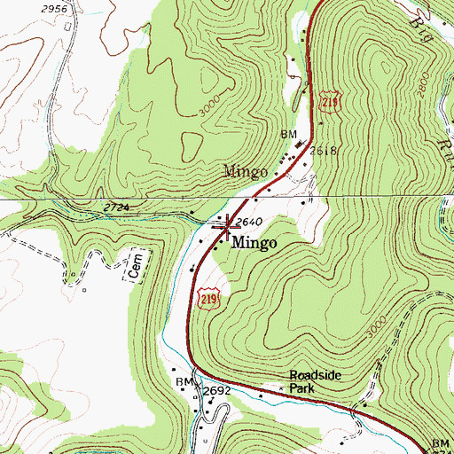 Topographic Map of Mingo, WV