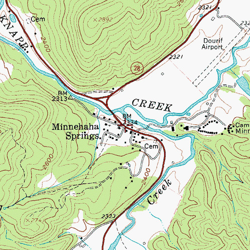 Topographic Map of Minnehaha Springs, WV