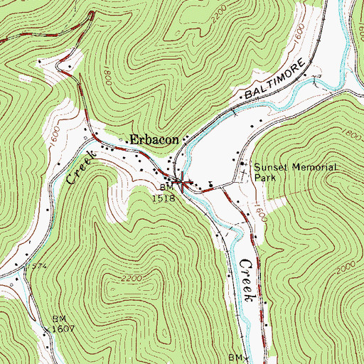 Topographic Map of Missouri Creek, WV