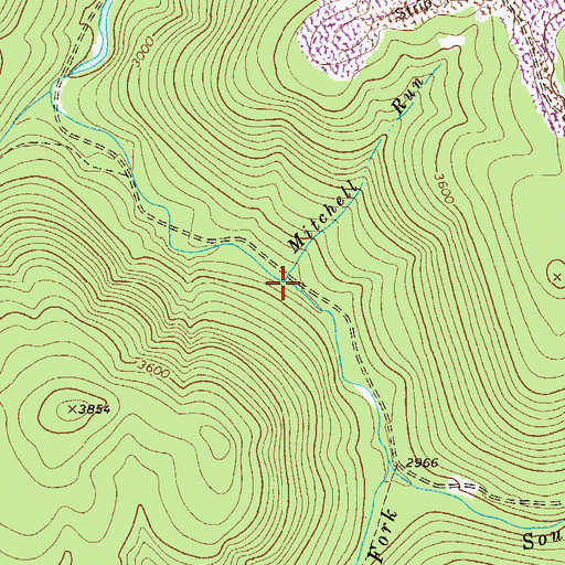 Topographic Map of Mitchell Run, WV