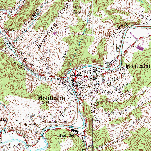 Topographic Map of Montcalm, WV