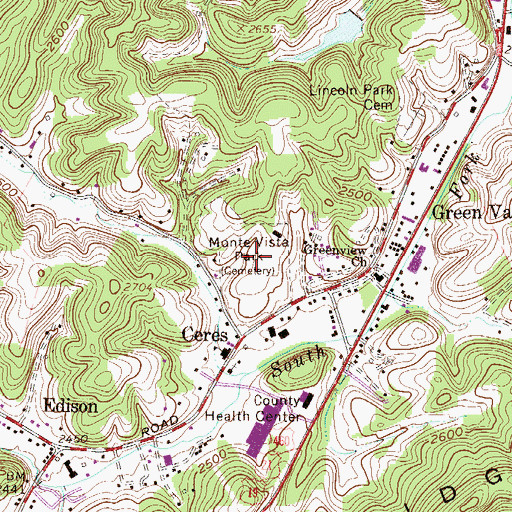 Topographic Map of Monte Vista Park, WV
