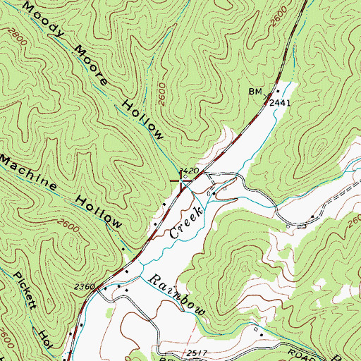 Topographic Map of Moody Moore Hollow, WV