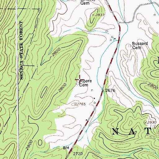 Topographic Map of Moore Cemetery, WV