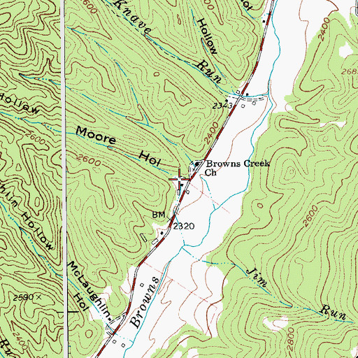 Topographic Map of Moore Hollow, WV