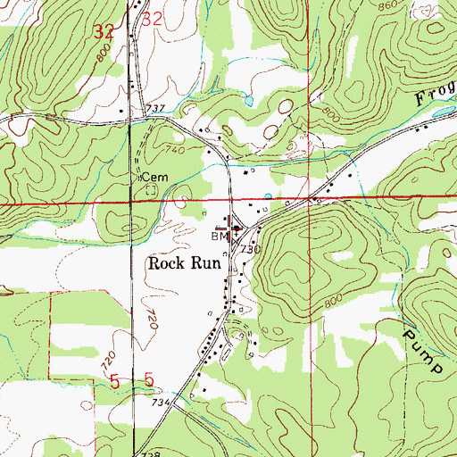 Topographic Map of Rock Run, AL
