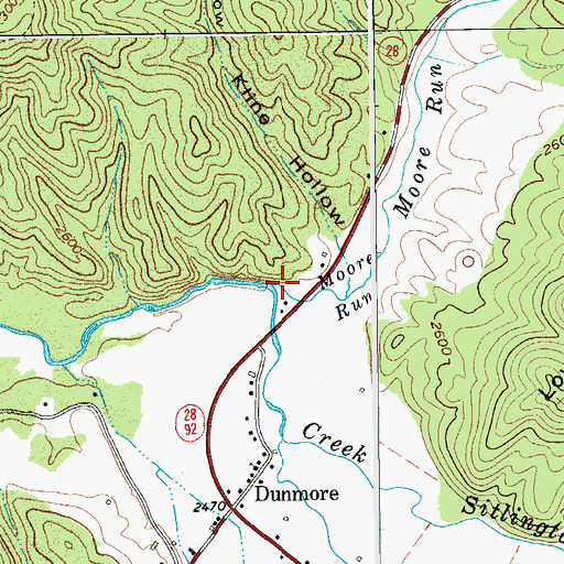 Topographic Map of Moore Run, WV