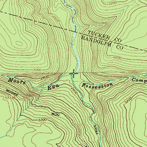 Topographic Map of Moore Run, WV