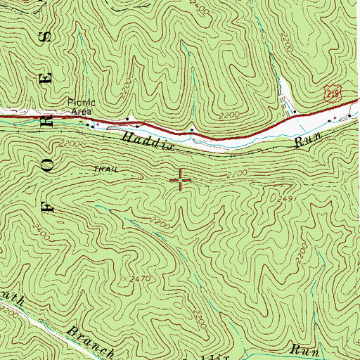 Topographic Map of South Haddix Trail, WV